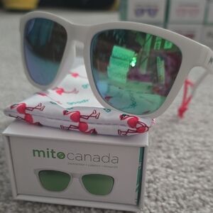 Mito Canada White Sunglasses with Green Lenses